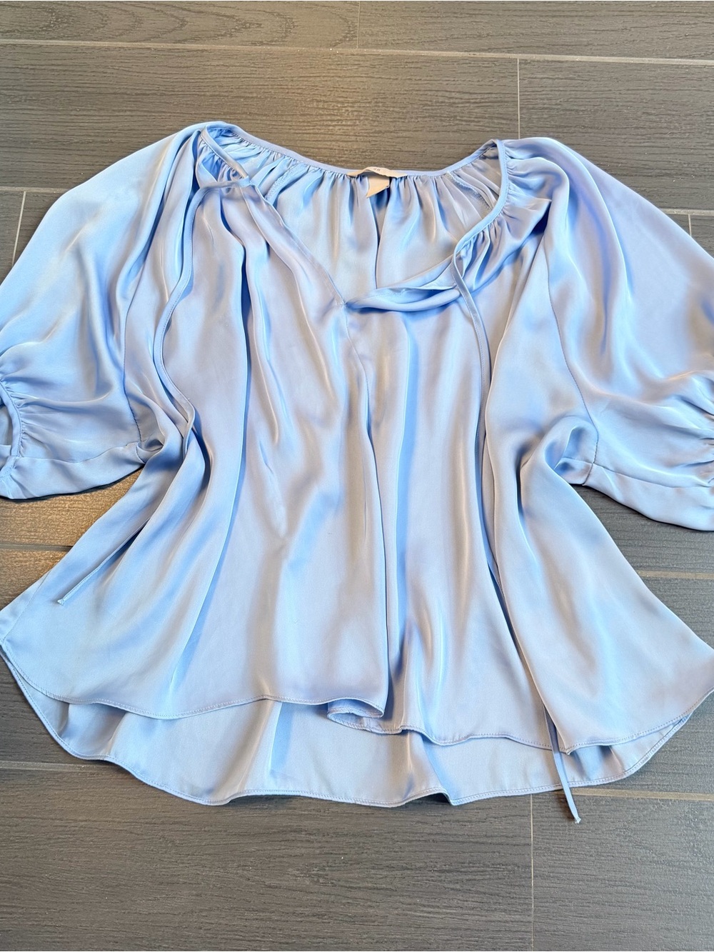 H&M Pale Blue Tie-Neck Blouse